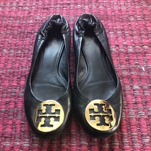 Black leather Tory Burch flat- Size 8